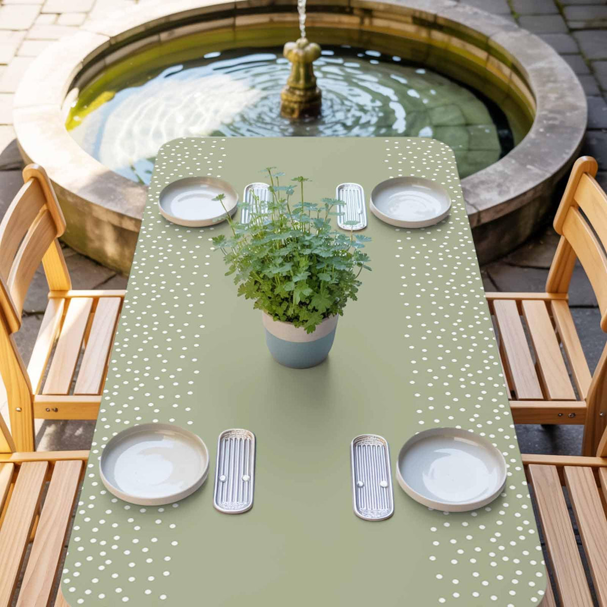 White Speckles Grain Fitted Rectangle Tablecloth 32" x 72" Elastic Waterproof Table Cover D534