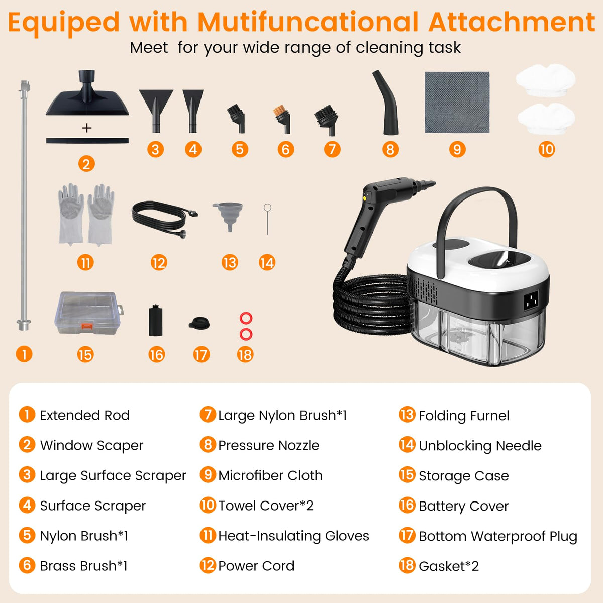 3-Level Handheld Steam Cleaner U3282