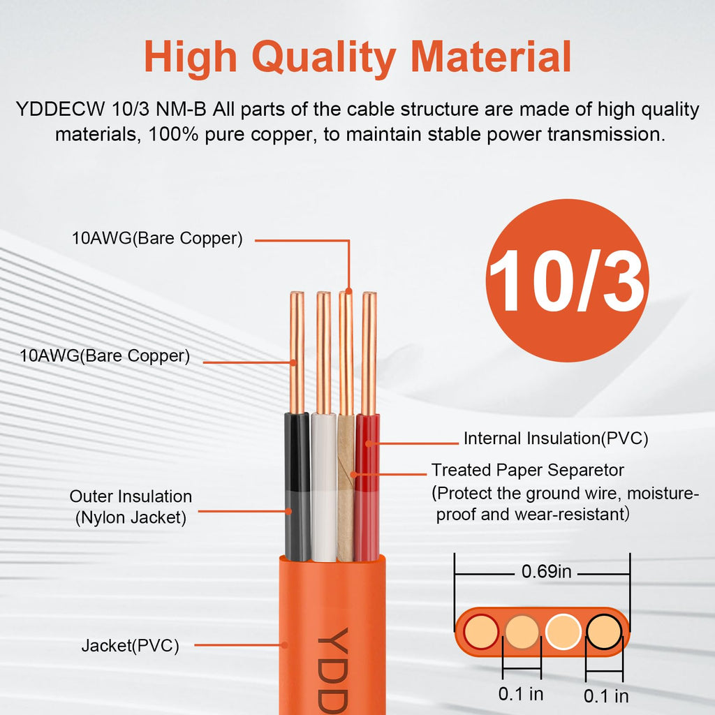 10 Gauge 3 Conductor NM-B Wire with Ground 100FT X583317