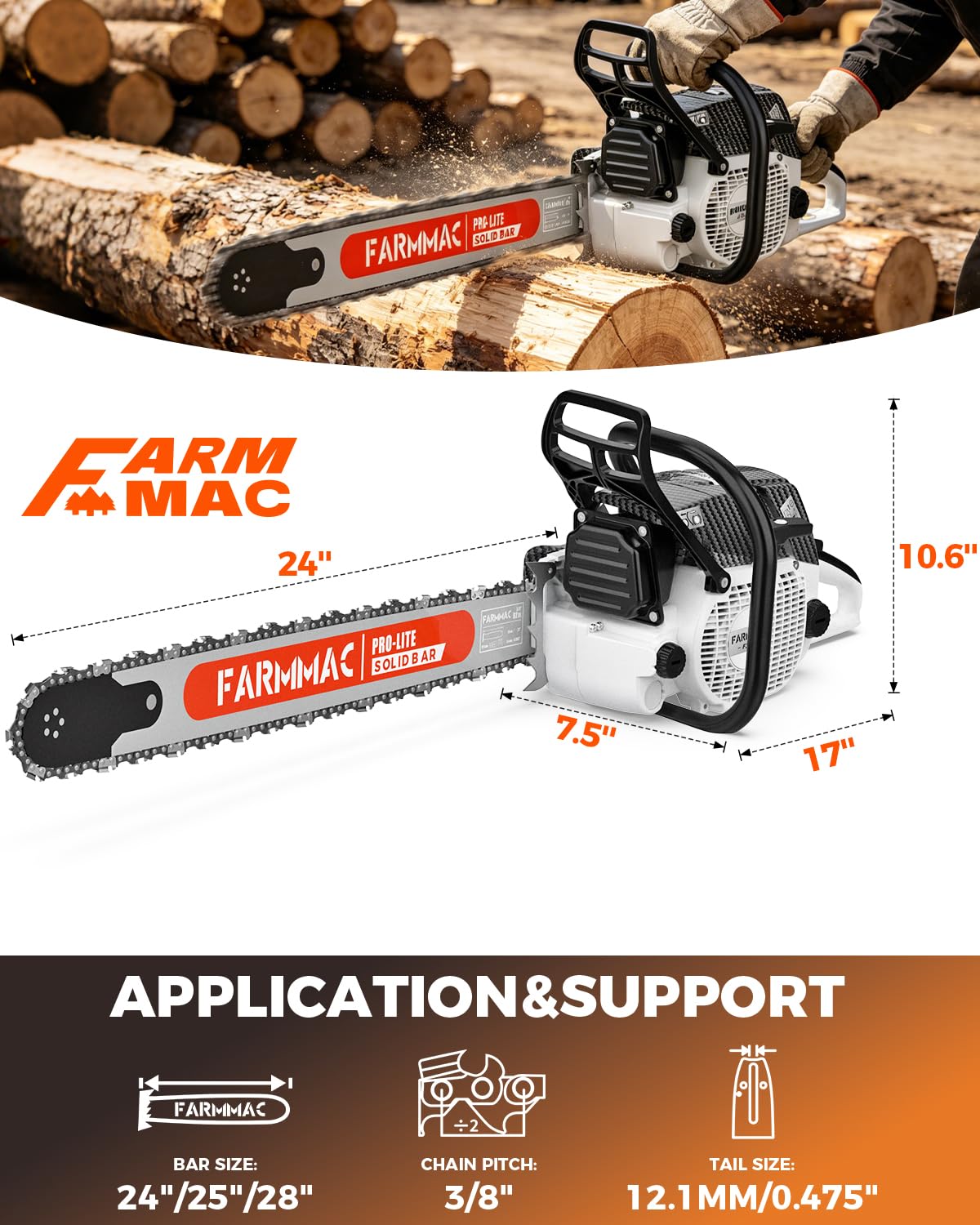 72cc 2-Cycle Gas Chainsaw with 24 Inch Bar O770