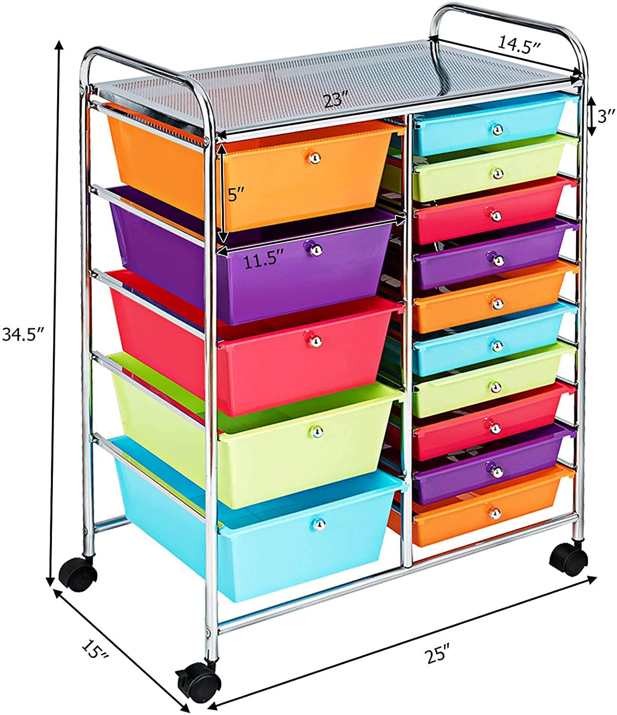 15 Drawer Rolling Plastic Storage Organizer Cart I946773