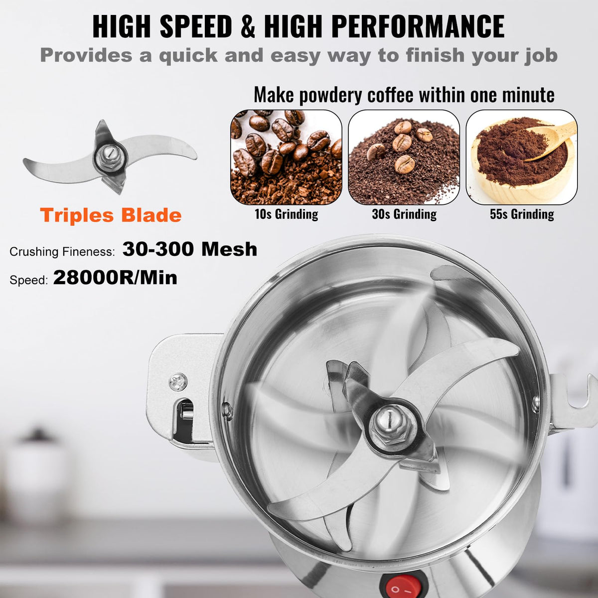 750g 2000W Stainless Steel Electric Grain Mill Grinder S9532