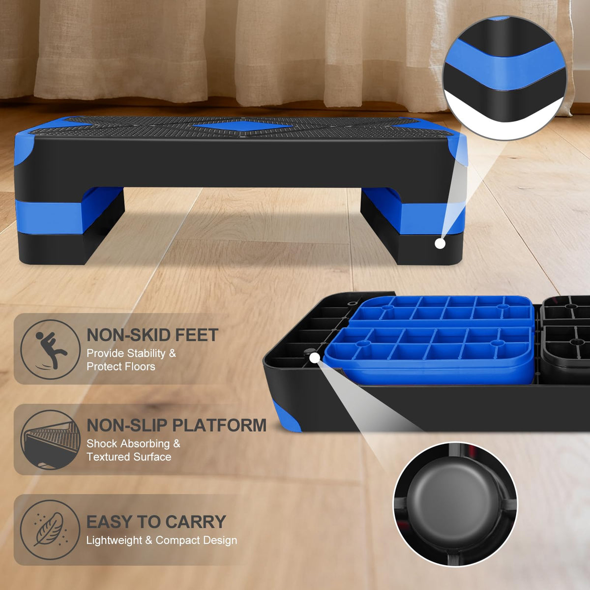 27" Adjustable Aerobic Step Platform with 4 Risers K9608