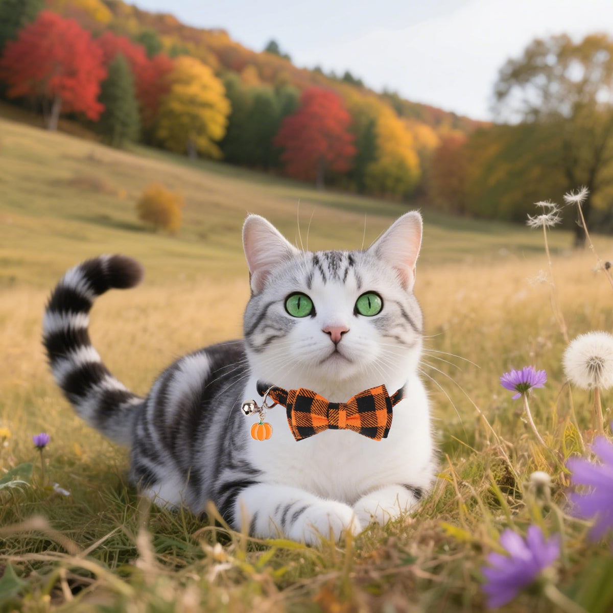 Orange Plaid Cat Collar B79178