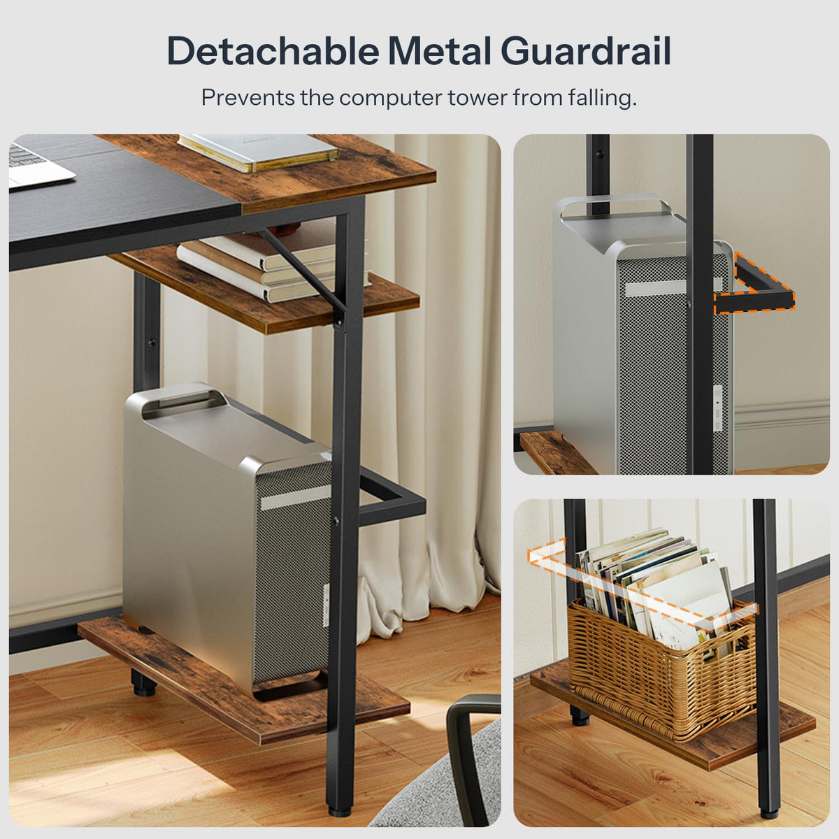 Small Computer Desk with Power Outlet and 2 Shelves A35704