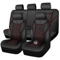 3D Foam Mesh Faux Leather Car Seat Covers Full Set, Black and Red E3690