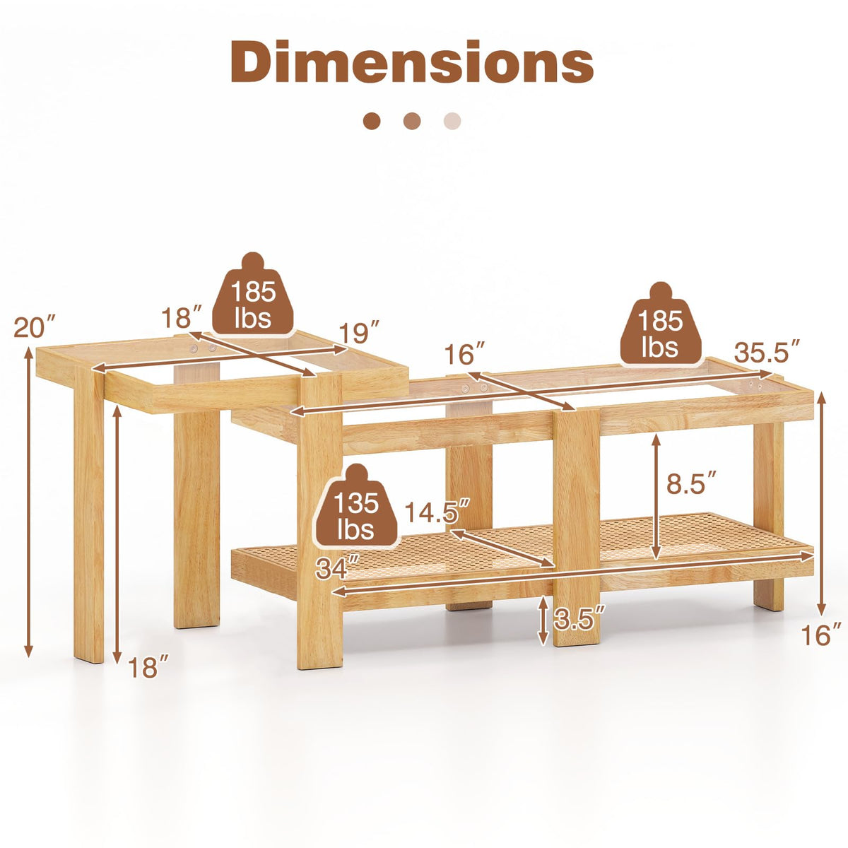 Nesting Coffee Table Set of 2 Rattan Tempered Glass C94629