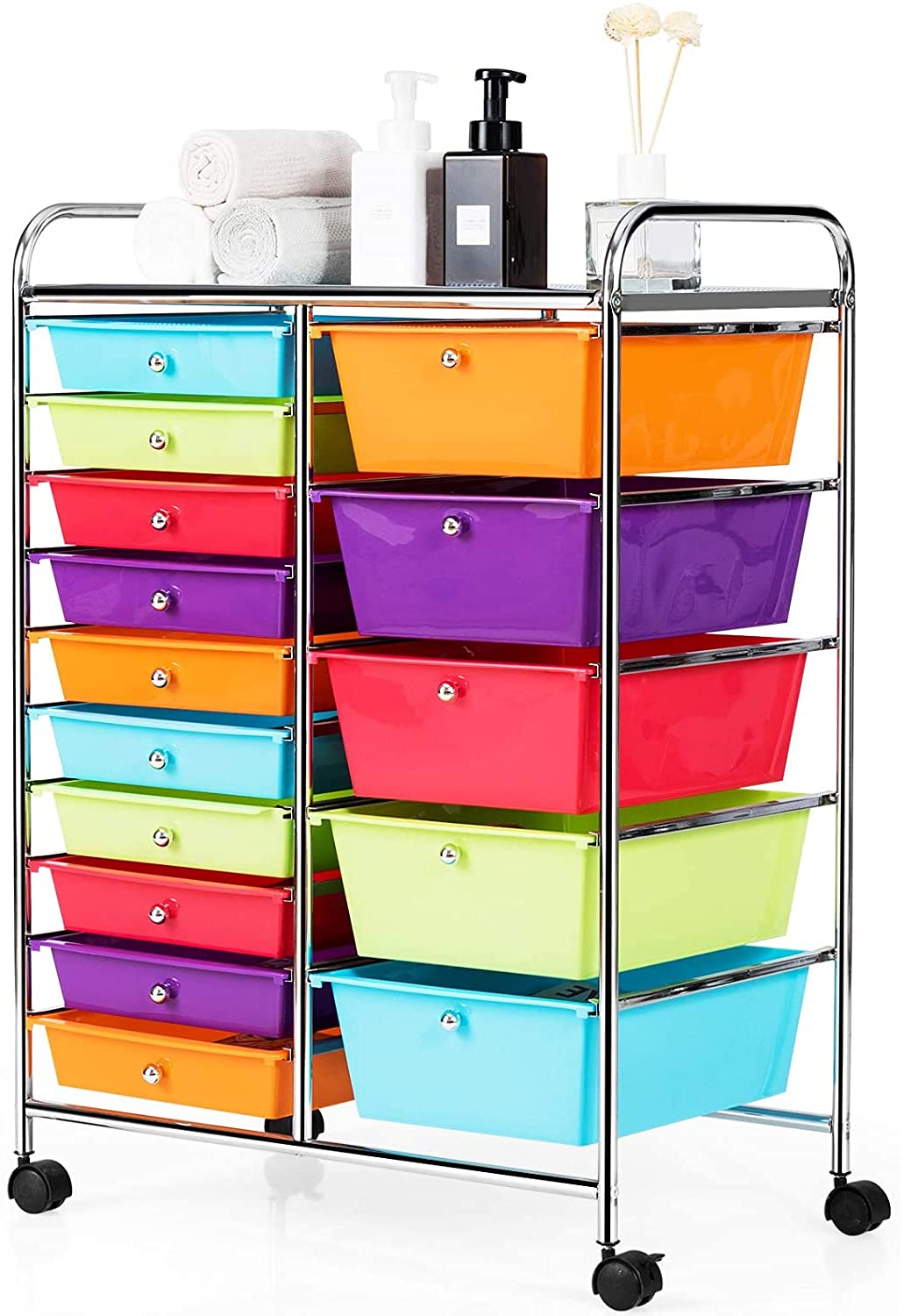 15 Drawer Rolling Plastic Storage Organizer Cart I946773