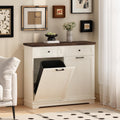 20 Gallon Double Tilt Out Wood Trash Can Cabinet with Drawer D4337