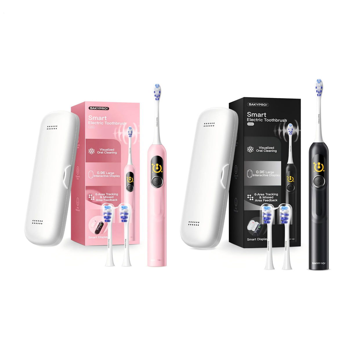 2 Pack Smart Electric Toothbrush (Black+Pink) H499438