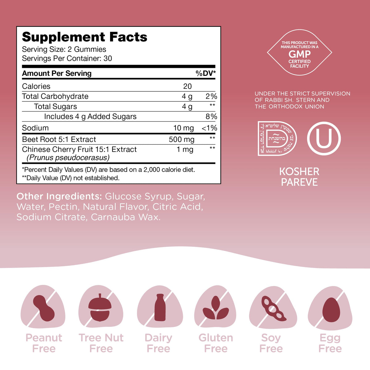 Beet Root 500 mg Cherry Gummies I641147