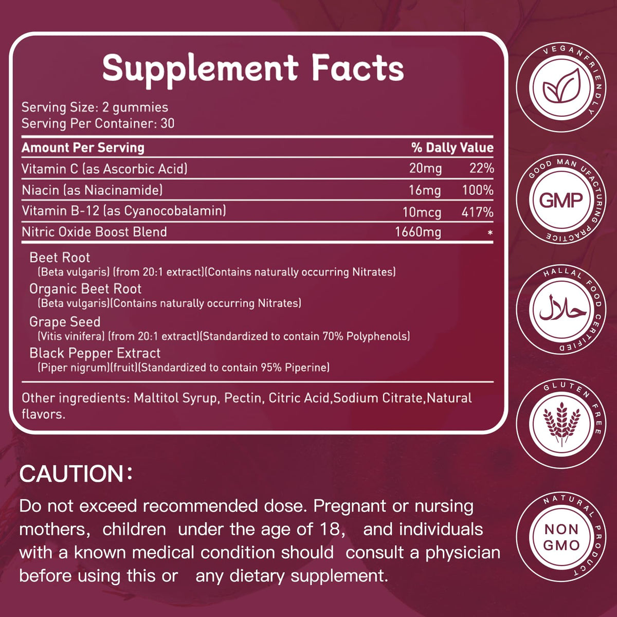 Beet Root Gummies Mixed Berry 60 Chews X381905