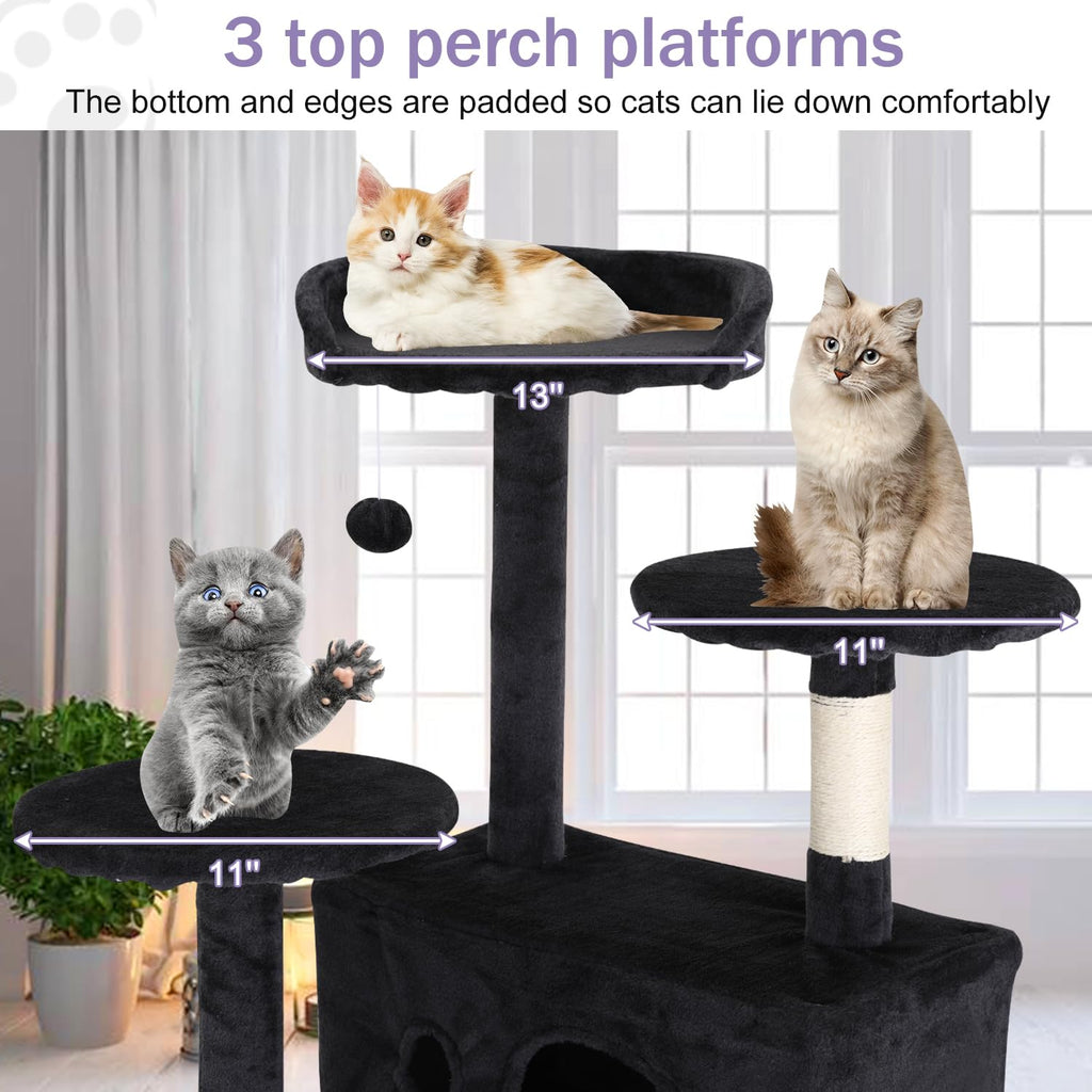 70 Inches Dark Gray Multi-Level Cat Tree with Litter Box Enclosure U810
