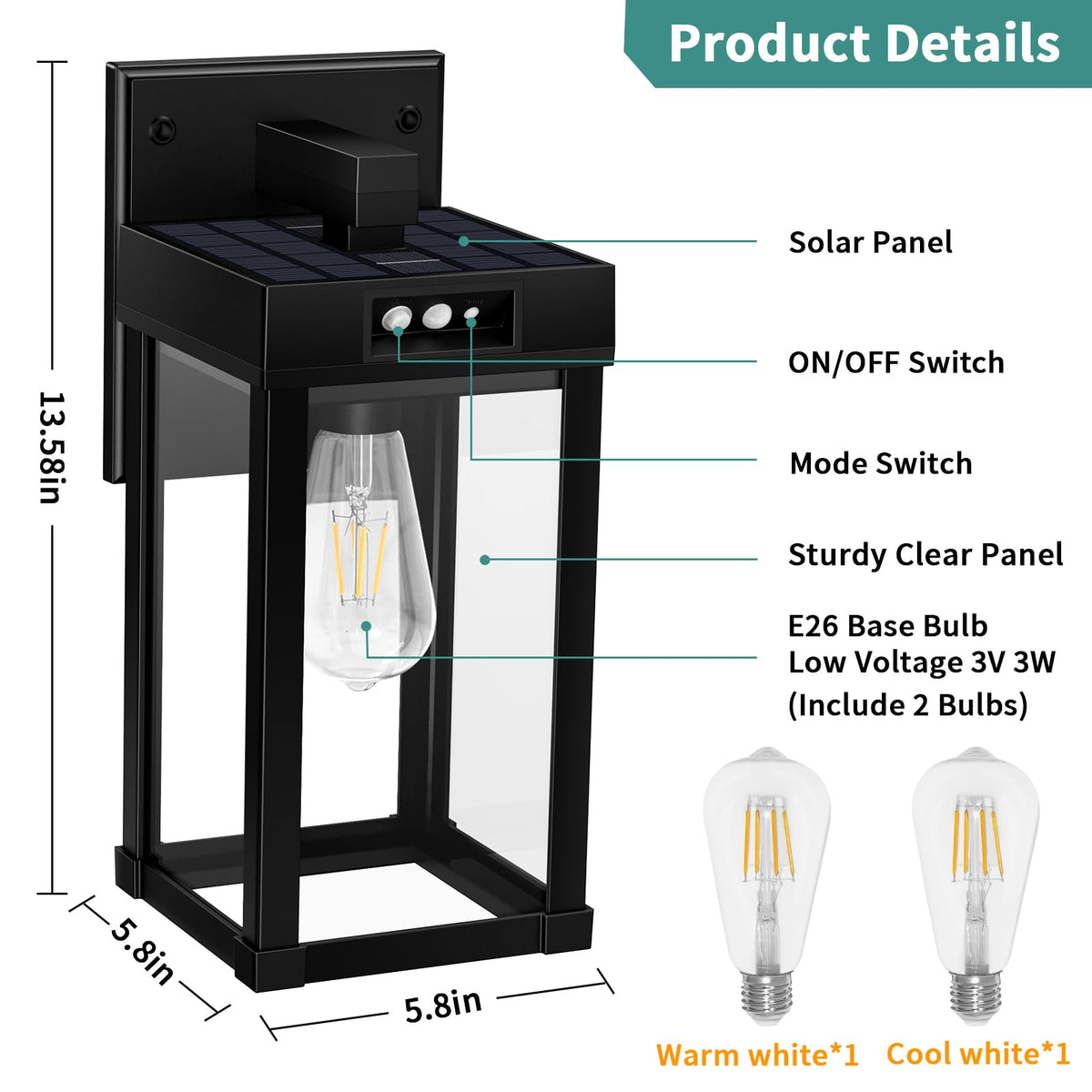 Solar Wall Lights Outdoor with Motion Sensor M167