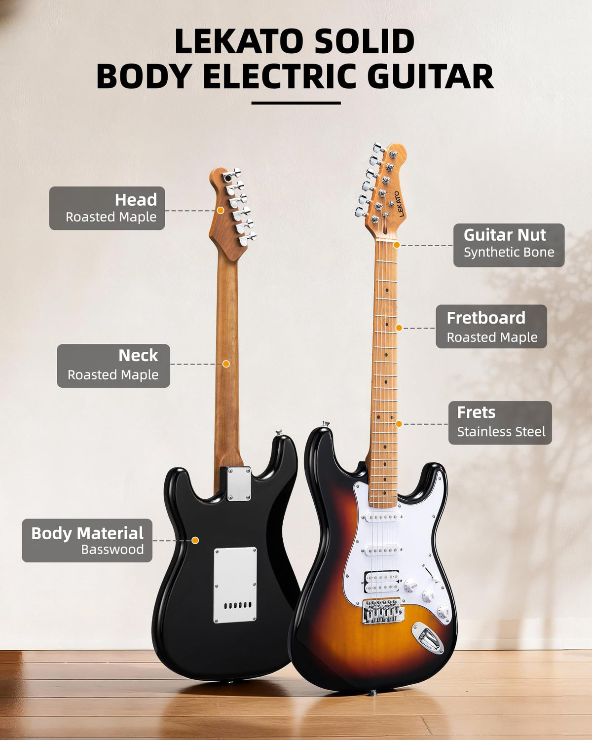 39 Inch HSS Electric Guitar Kit with 5W Mini Amp and Bag L358