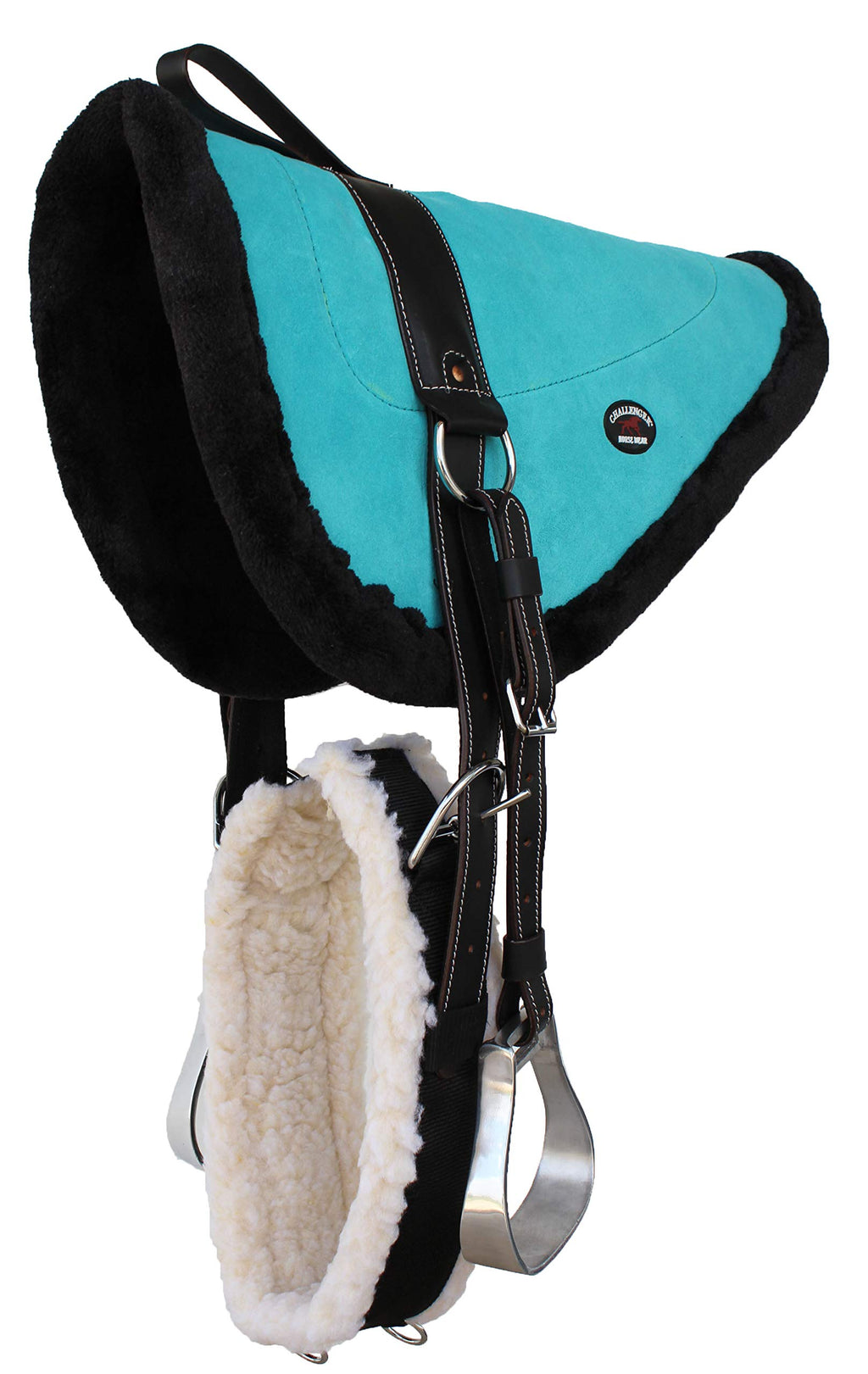 Turquoise Suede Leather Western Saddle Pad with Stirrups E902