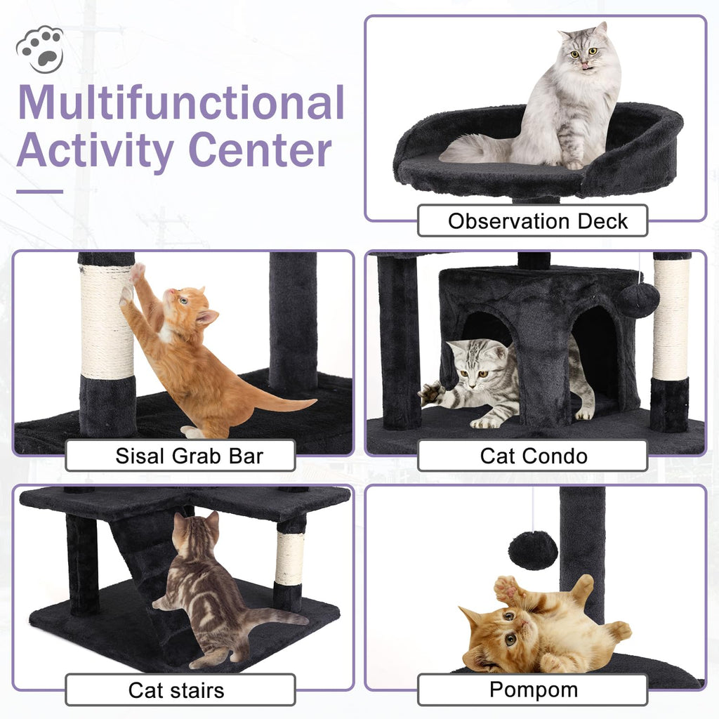 70 Inches Dark Gray Multi-Level Cat Tree with Litter Box Enclosure U810