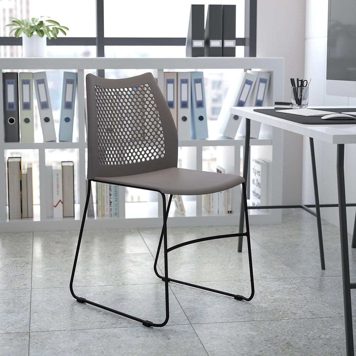 Gray Stack Chair with Air-Vent Back Y245147