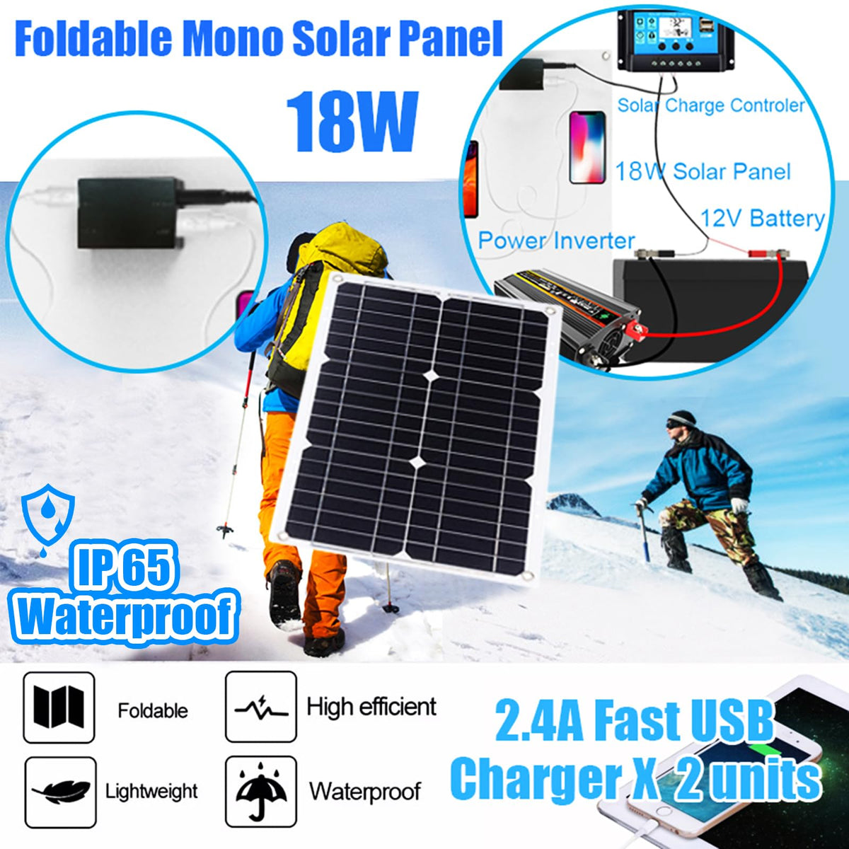 12V Off-Grid Solar Panel Kit with Inverter & Charge Controller A298
