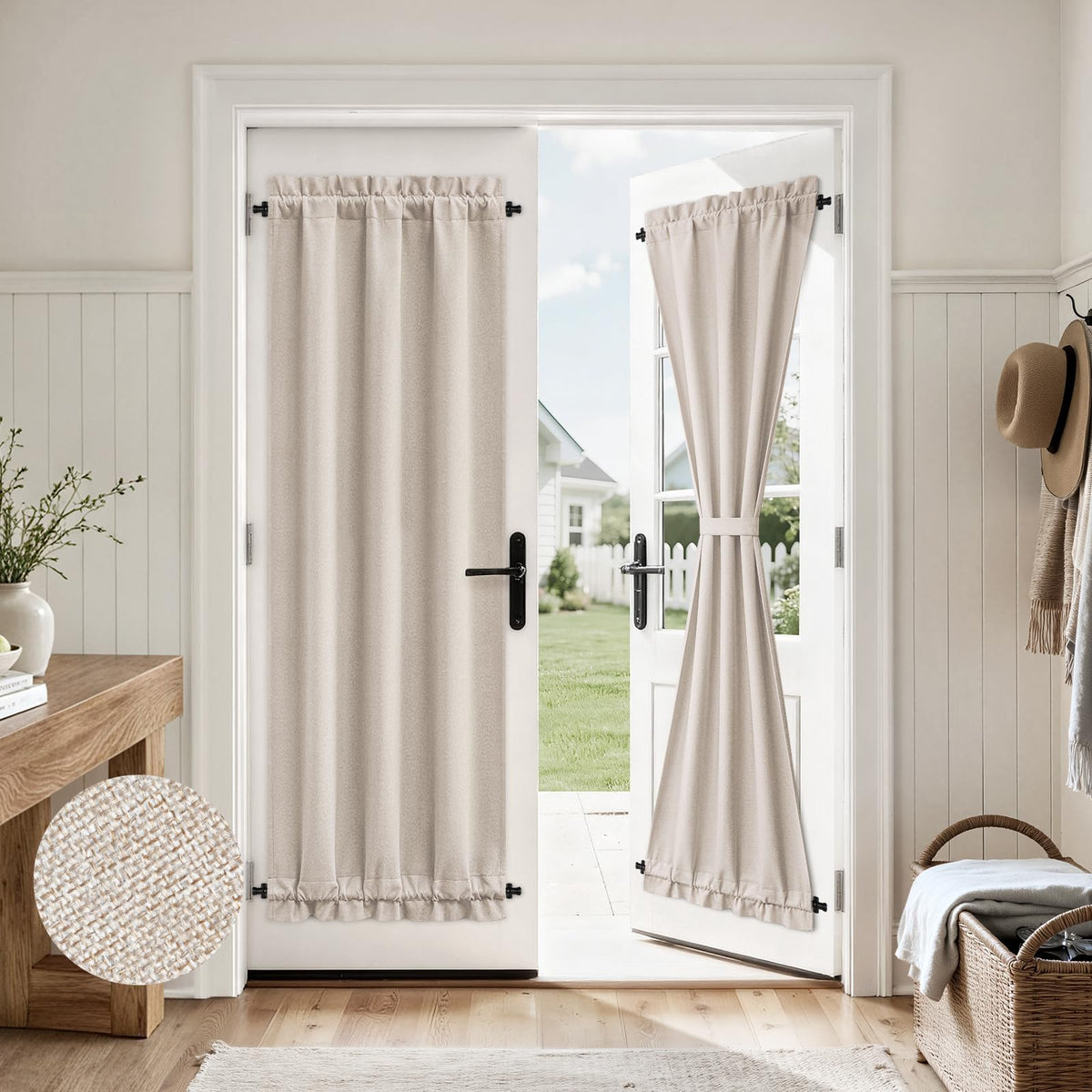 100% Blackout Linen Door Curtains 26x72 Inch B38023
