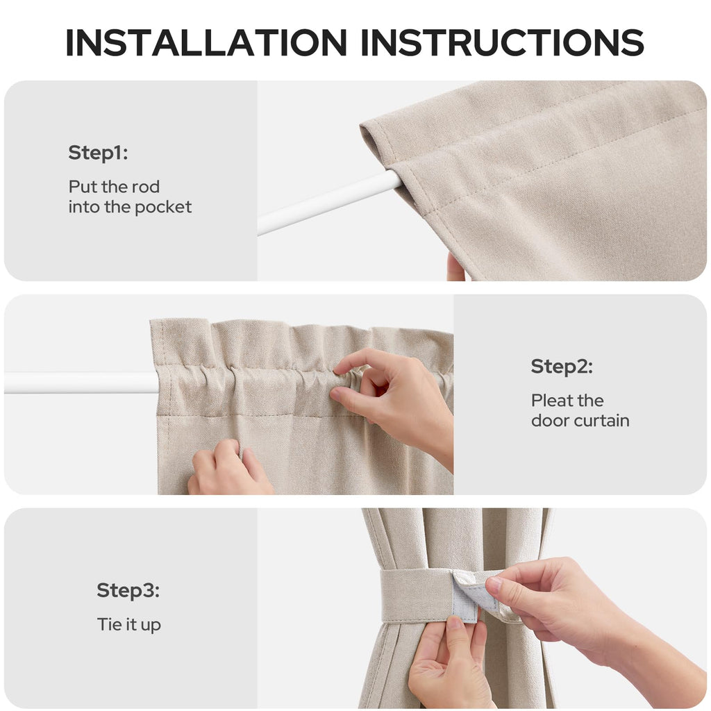 100% Blackout Linen Door Curtains 26x72 Inch B38023