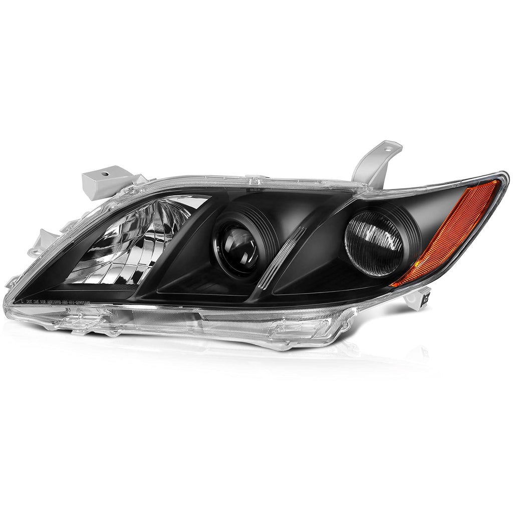 Black Housing Amber Reflector Clear Lens Headlights Assembly Pair J787