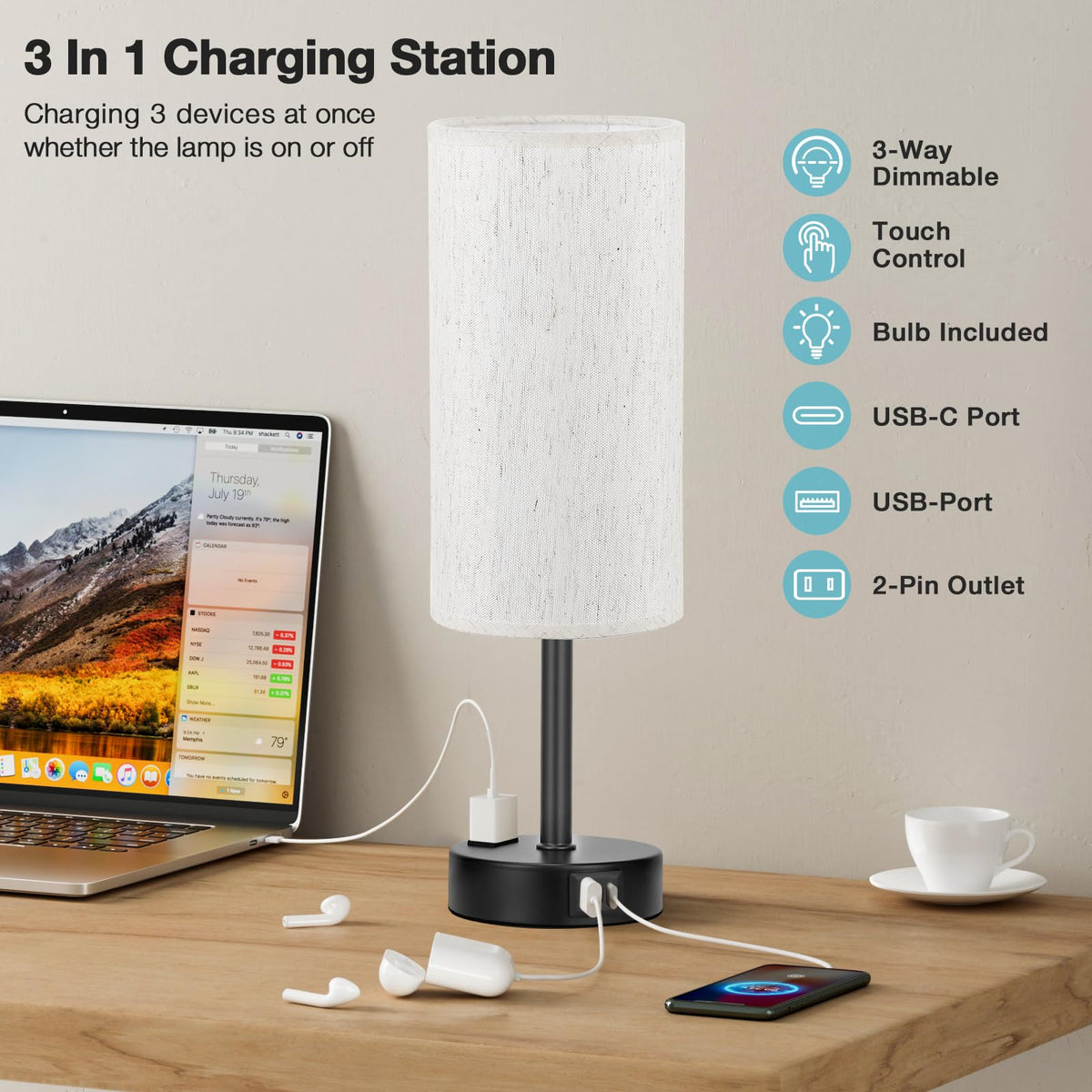 Turquoise Dimmable Touch Bedside Table Lamp P1939