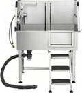38” Stainless Steel Dog Washing Station with Faucet and Non-Slip Steps T57031