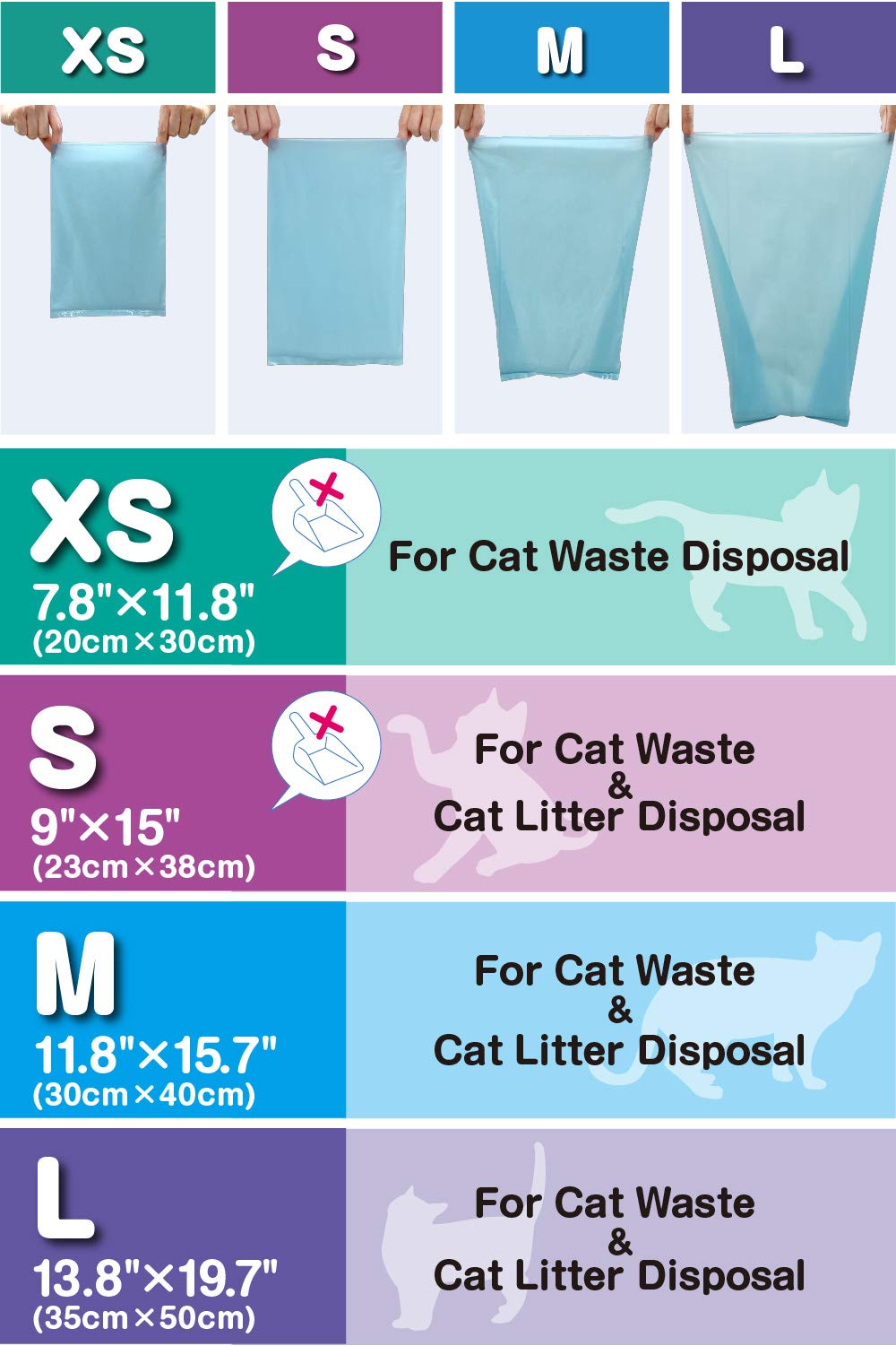 Unscented Cat Waste Disposal Bags 60 Count Pack of 3 T2173