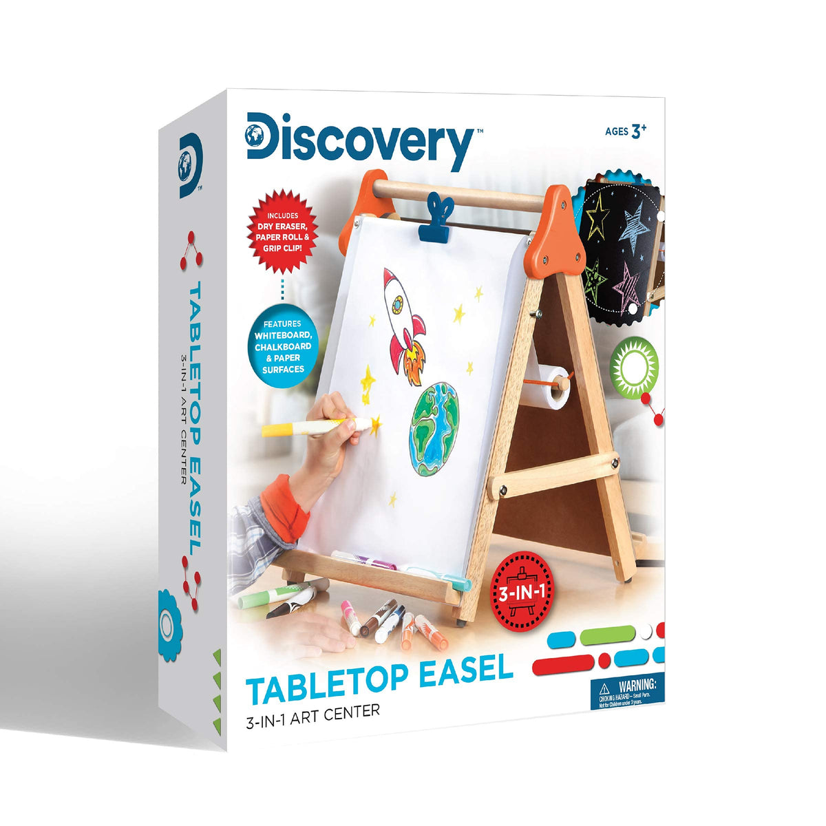 3-in-1 Tabletop Dry Erase Chalkboard Art Easel with Paper Roll H91458