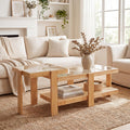 Nesting Coffee Table Set of 2 Rattan Tempered Glass C94629