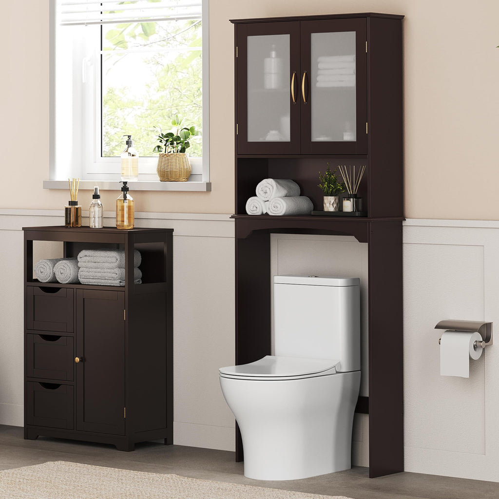 Over the Toilet Storage Cabinet with Glass Doors A318701