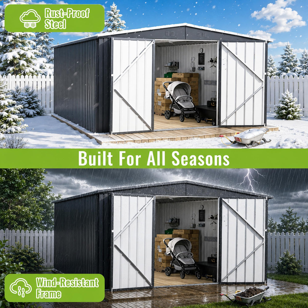 10x14 FT Metal Storage Shed F732