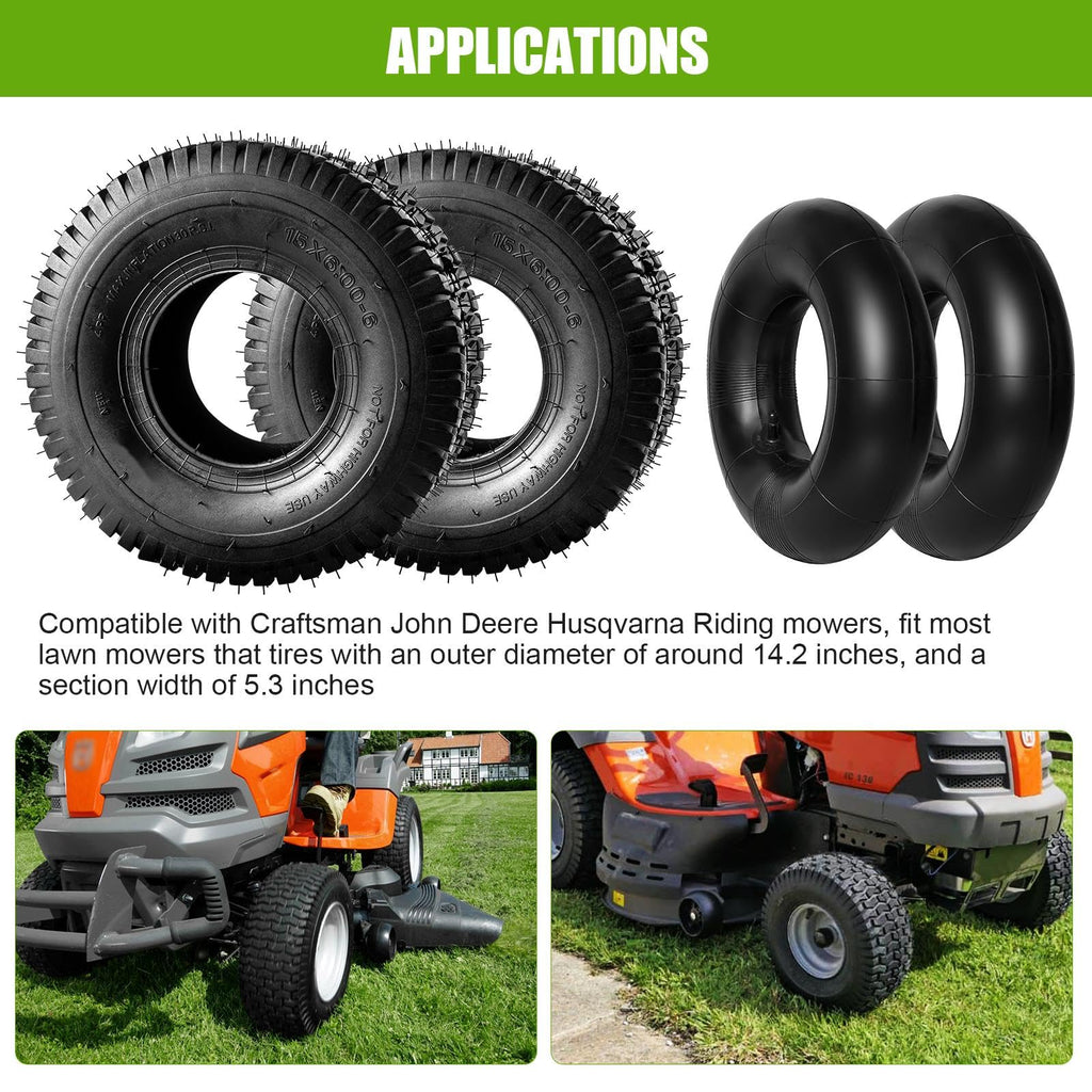 15x6.00-6 Lawn Mower Tire and Inner Tube 2PCS H698