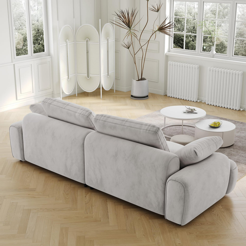 Light Gray Velvet 3 Seat Sofa with Pillow G99486