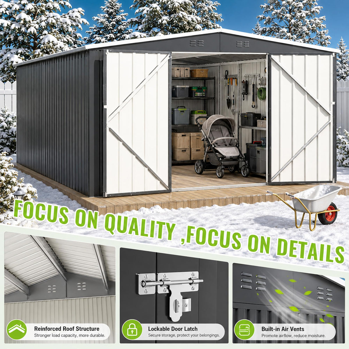 10x14 FT Metal Storage Shed F732
