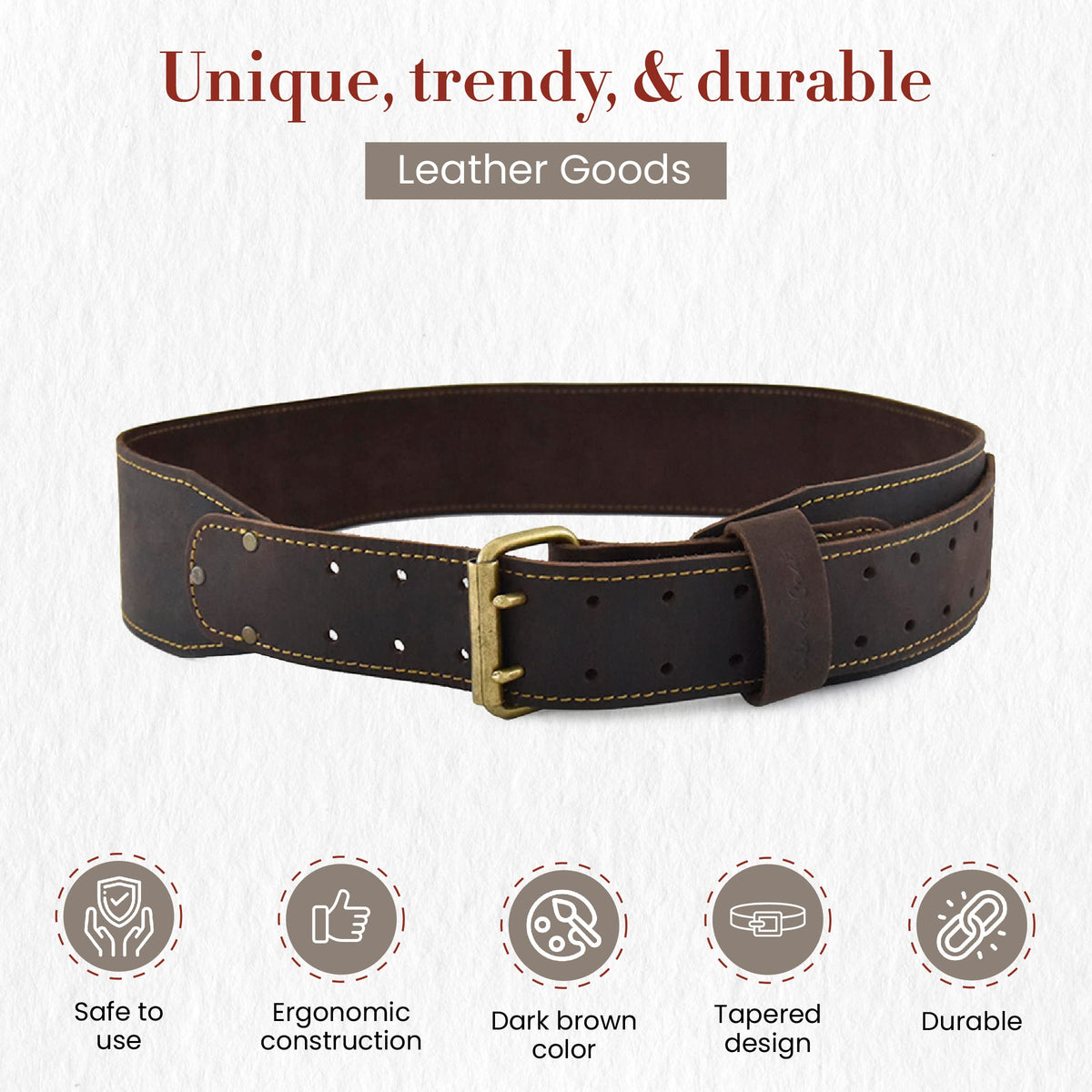 3" Wide Full-Grain Oiled Leather Work Belt X8948