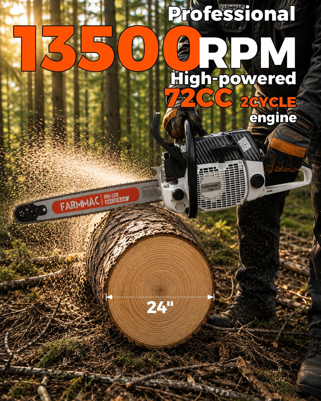 72cc 2-Cycle Gas Chainsaw with 24 Inch Bar O770