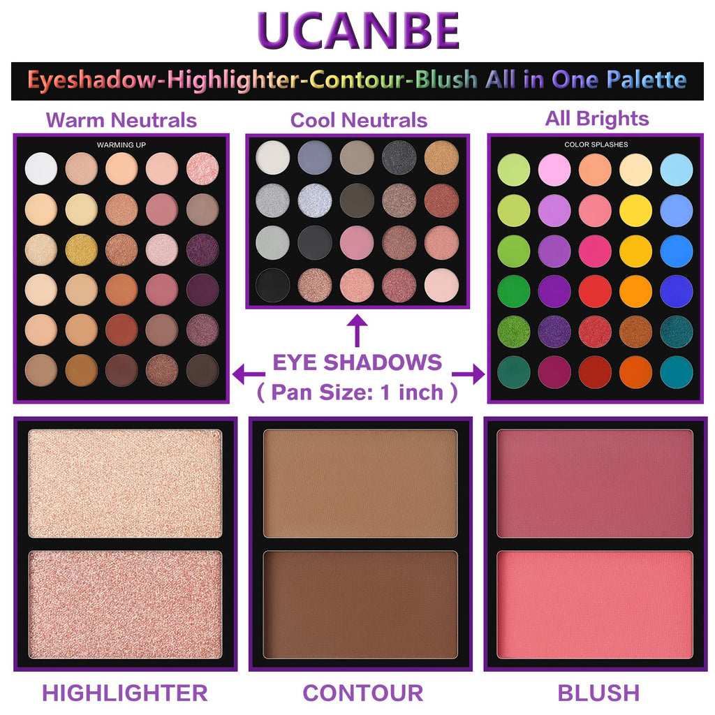 86 Colors Matte Shimmer Eyeshadow Palette with 15 Pcs Brushes W37007
