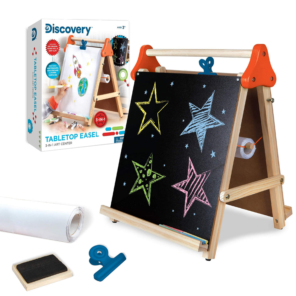 3-in-1 Tabletop Dry Erase Chalkboard Art Easel with Paper Roll H91458