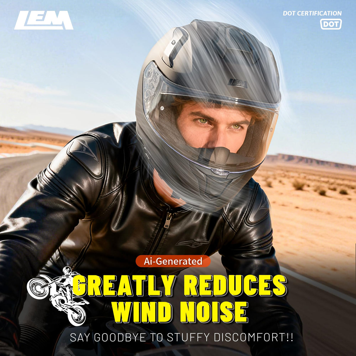 Full Face Motorcycle Helmet DOT Certified Matte Black Medium G382
