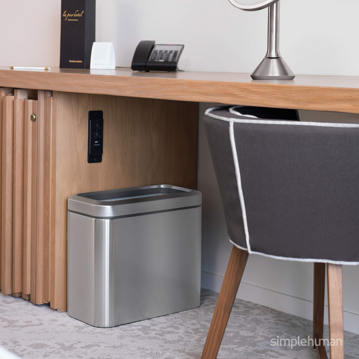 25L Brushed Stainless Steel Slim Open Trash Can W5727