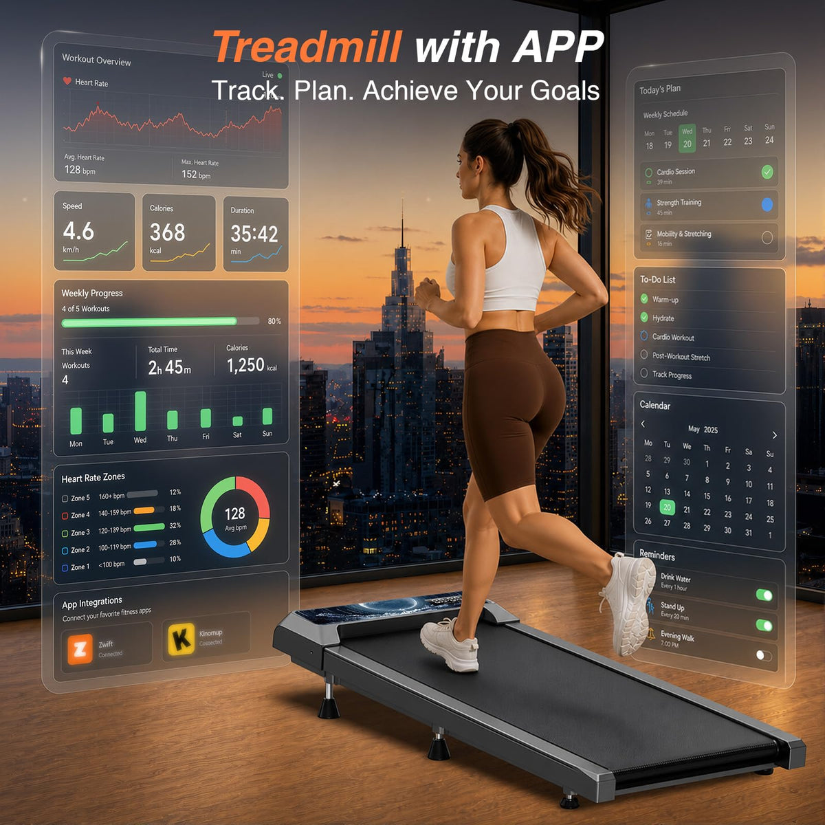 Walking Treadmill Pad with Adjustable 8% Incline and Handle Bar K75401