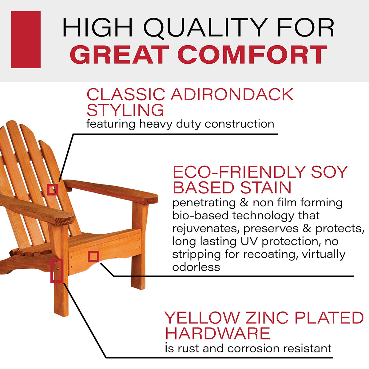 Heavy Duty Adirondack Chair Treated Pine 800 Lb Weight Capacity C530161