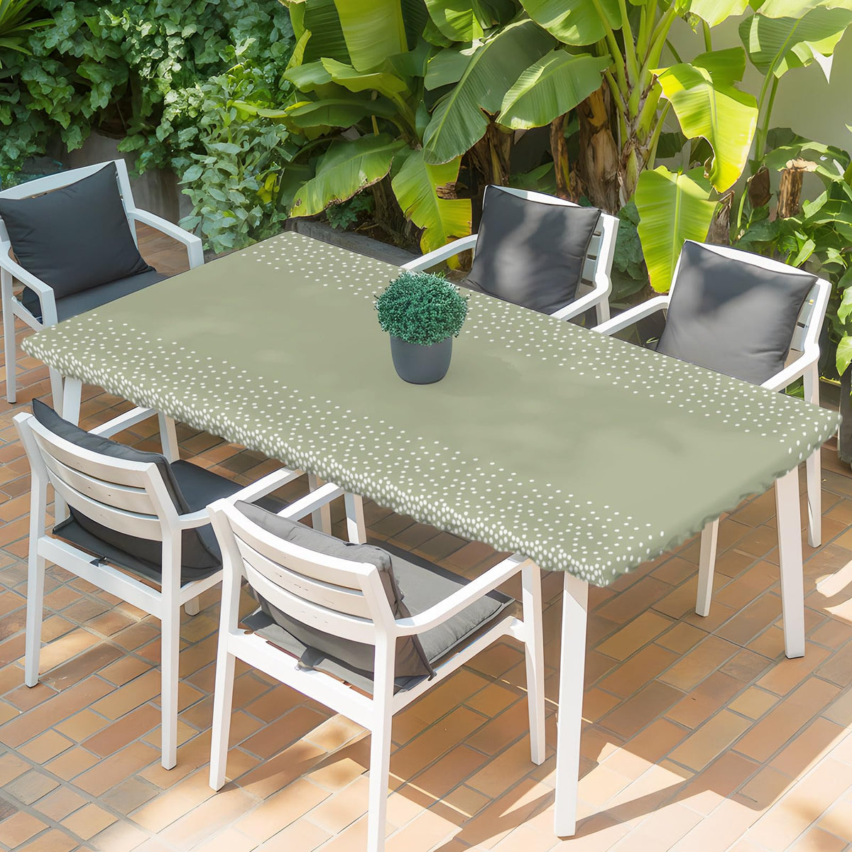 White Speckles Grain Fitted Rectangle Tablecloth 32" x 72" Elastic Waterproof Table Cover D534