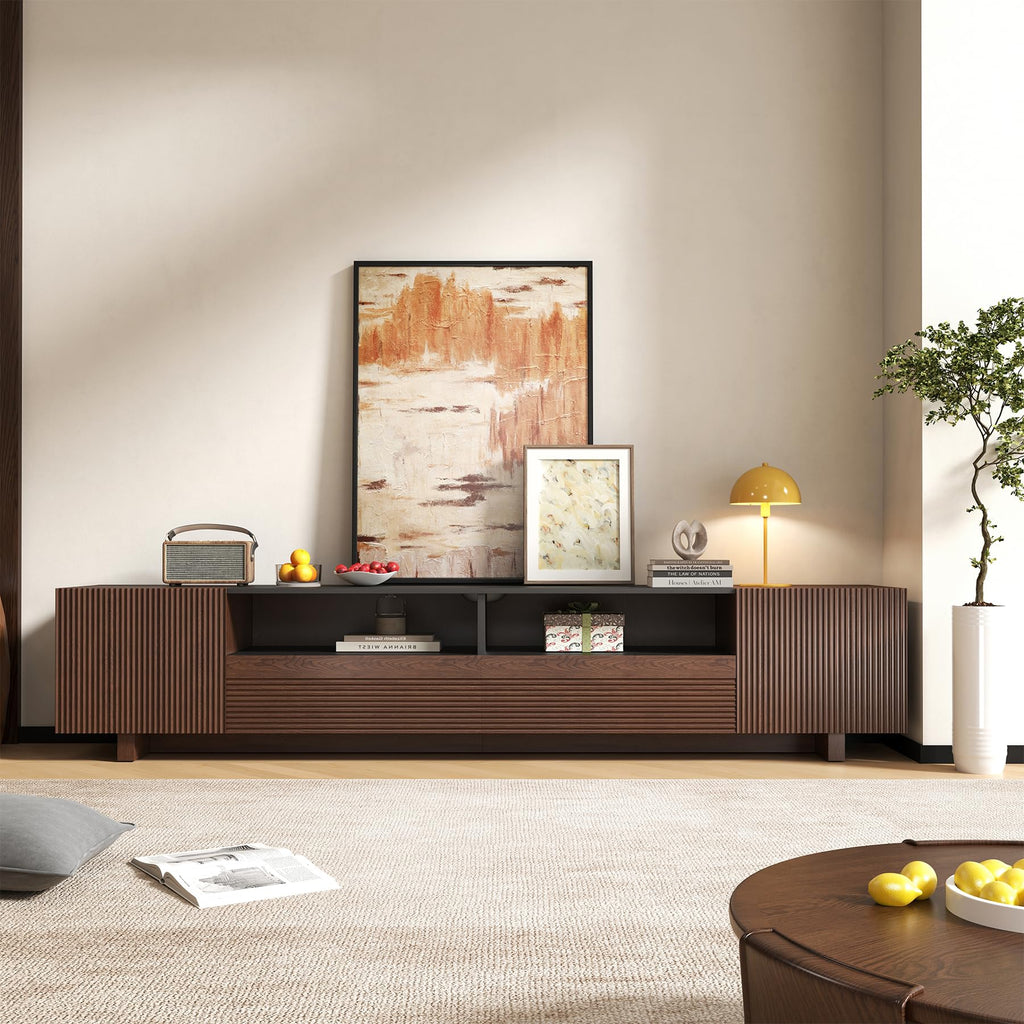 78.8 Inch Dark Brown Walnut TV Stand with Storage U95477