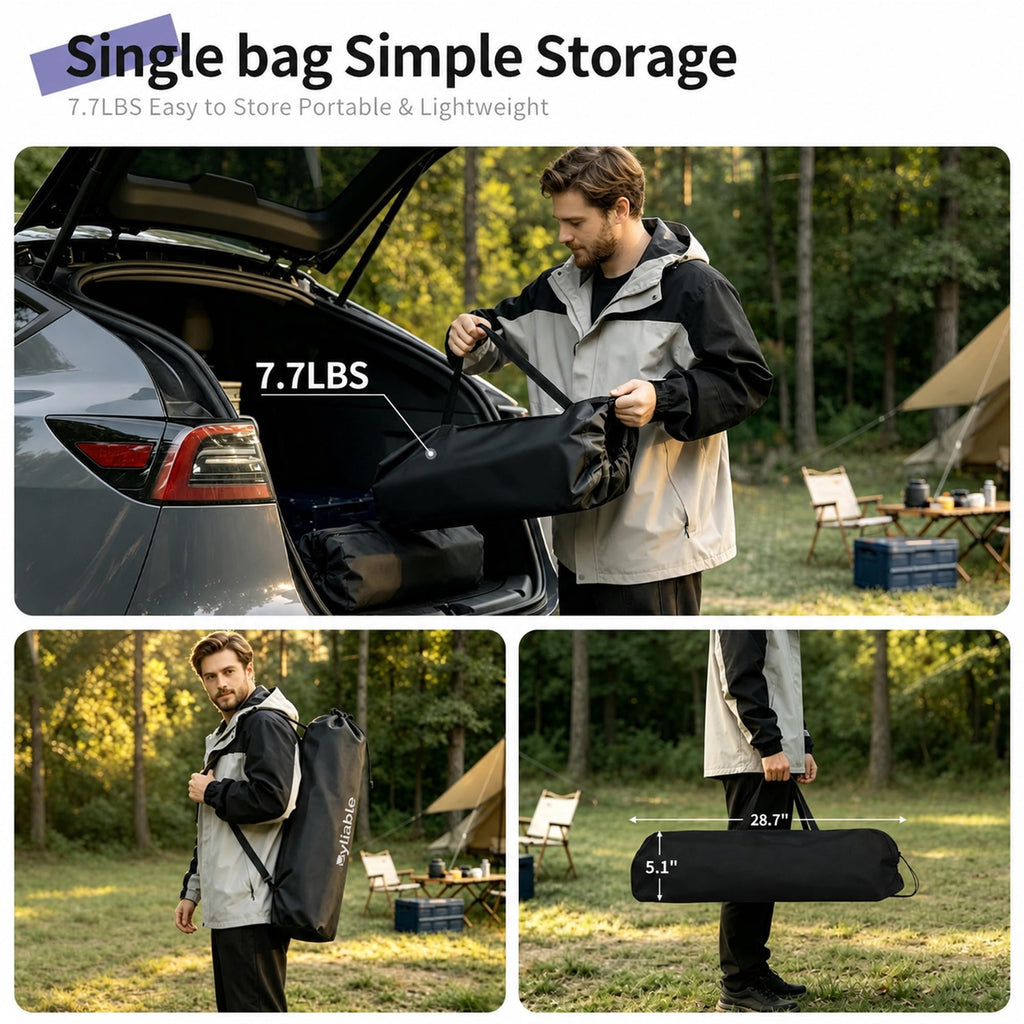 Square Folding Adjustable Height Camping Table, Black O21169