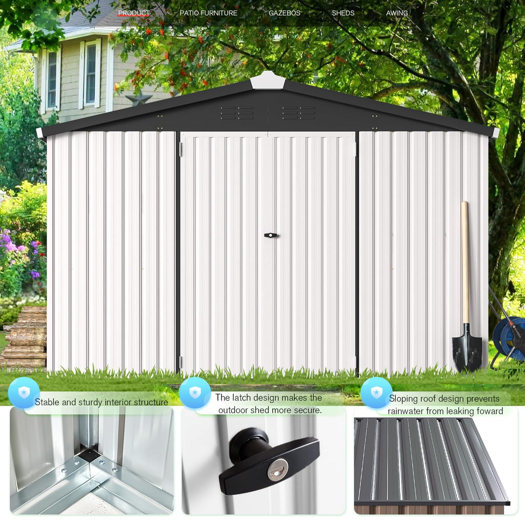 10x14 White Metal Outdoor Storage Shed N298314