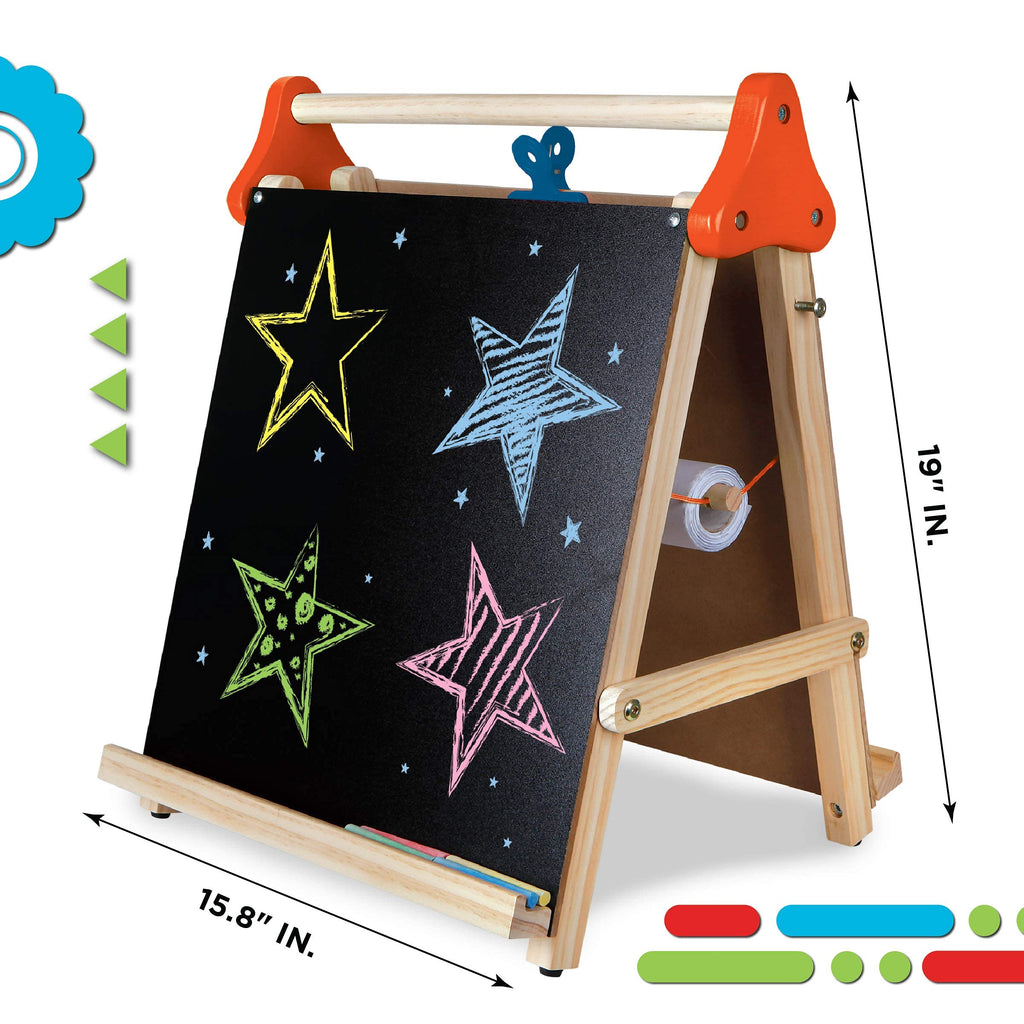 3-in-1 Tabletop Dry Erase Chalkboard Art Easel with Paper Roll H91458