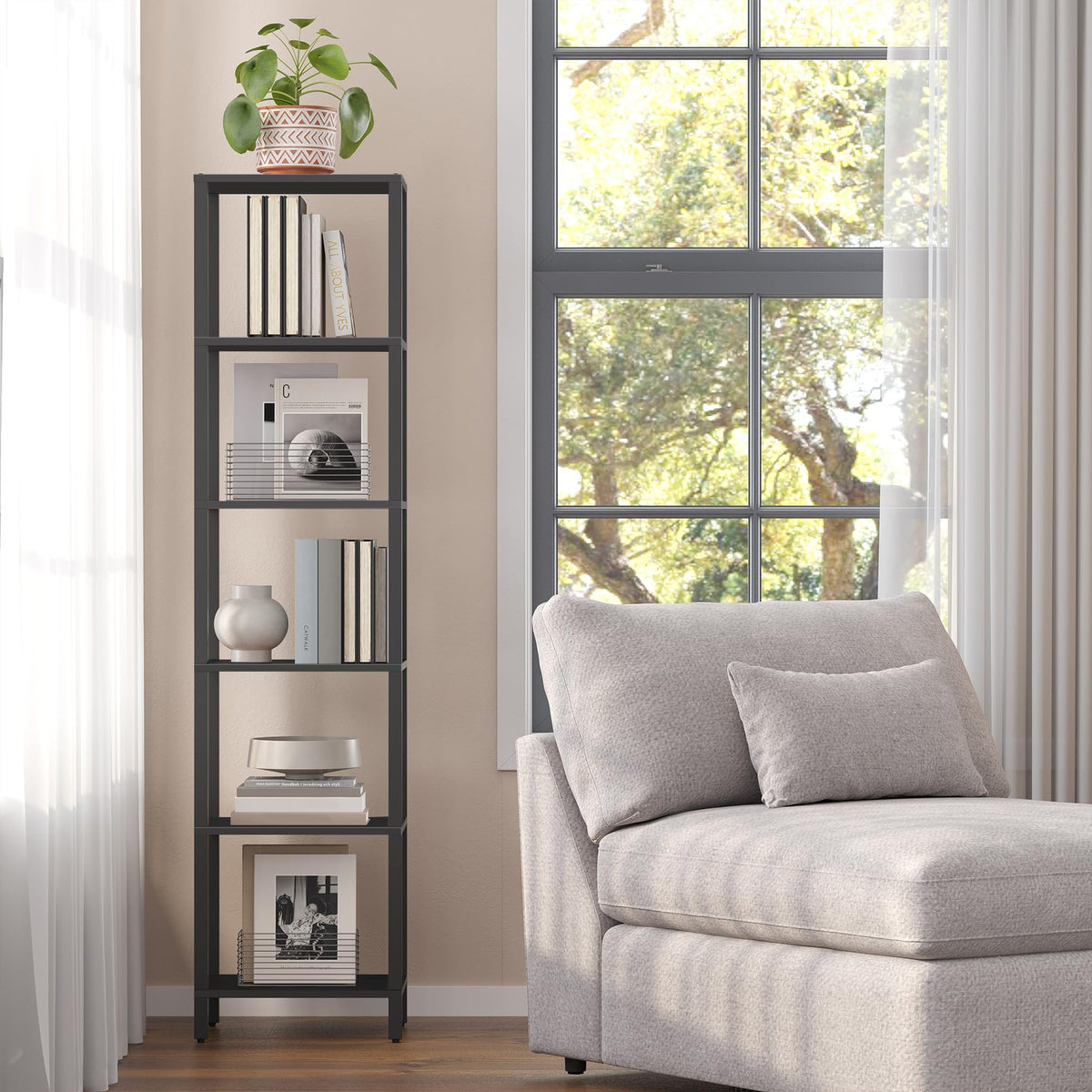 6-Tier Tall Narrow Bookshelf R4393